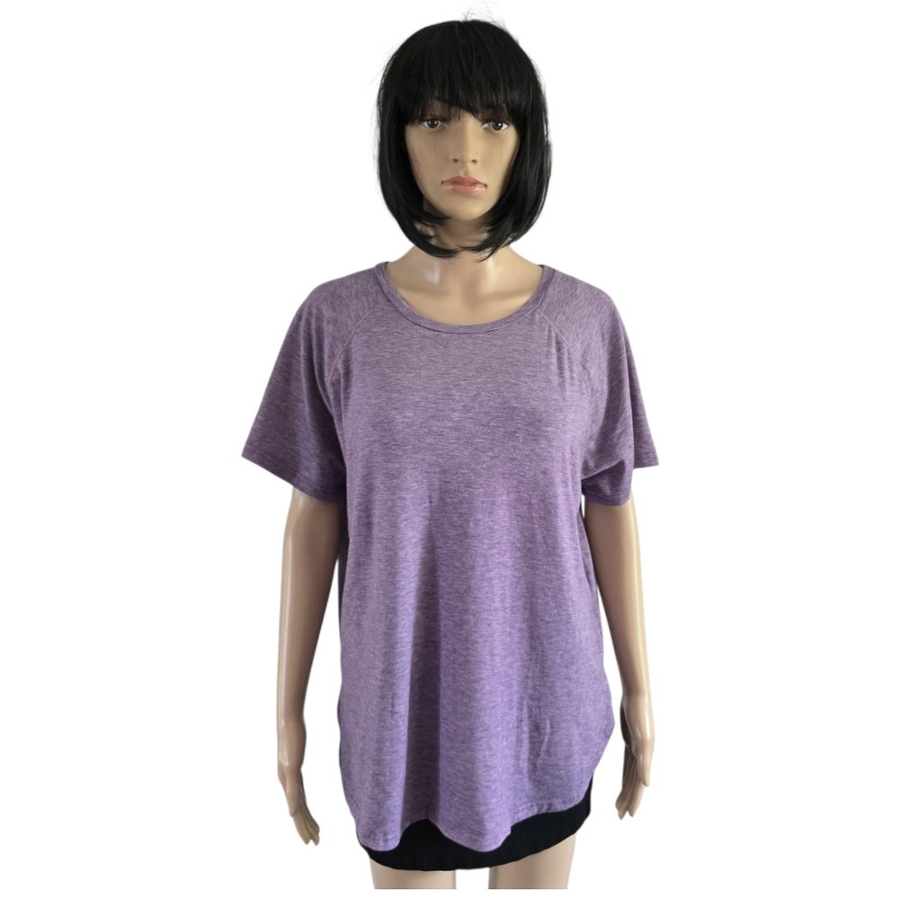 Purple Relaxed Fit Short Sleeve Tee, Casual T-shirt, size XL